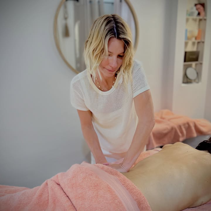 A treatment in progress beneath the round mirror